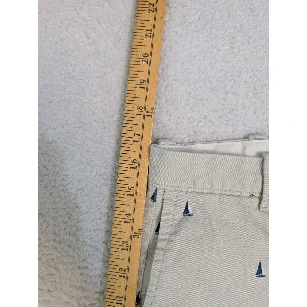 NEW J CREW Men's 28x9 Sailboat Prints Chinos Flat‎ Front Casual Beige Shorts